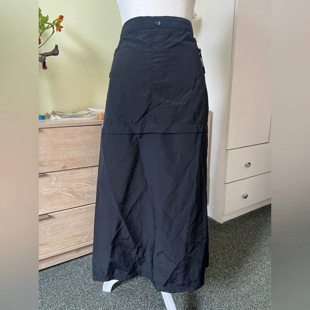H&M Black Cargo Parachute Pocket Casual Midi Knee-Length High-Waist Modest Skirt - Picture 5 of 16